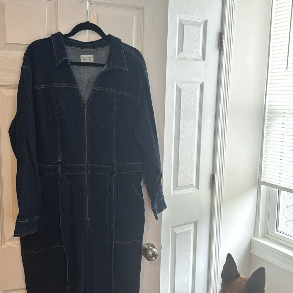Dark blue denim jumpsuit